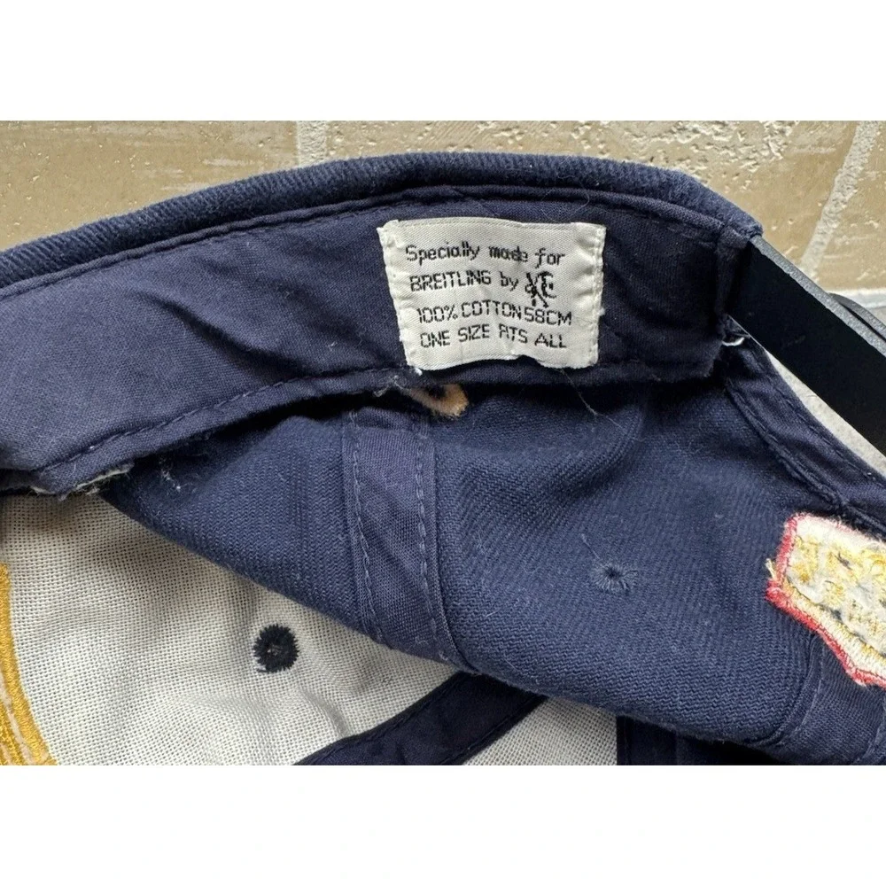 Breitling  Hat Cap Blue Adjustable SnapBack Gold‎ Embroidered Logo Pilot Wings